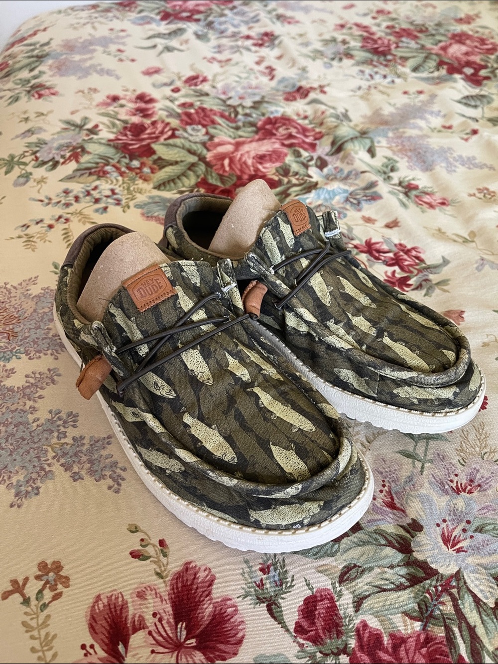 Hey Dude mens Slip-On Sneakers in Olive and Tan